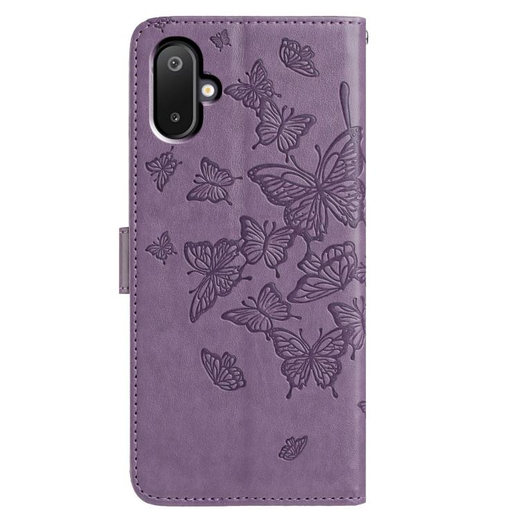 For Samsung Galaxy M05 Butterfly Flutter Pattern Embossed Leather Phone Case