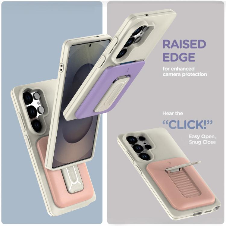 For Samsung Galaxy S23 Ultra 5G Sliding Card Holder Integrated Phone Case with Kickstand