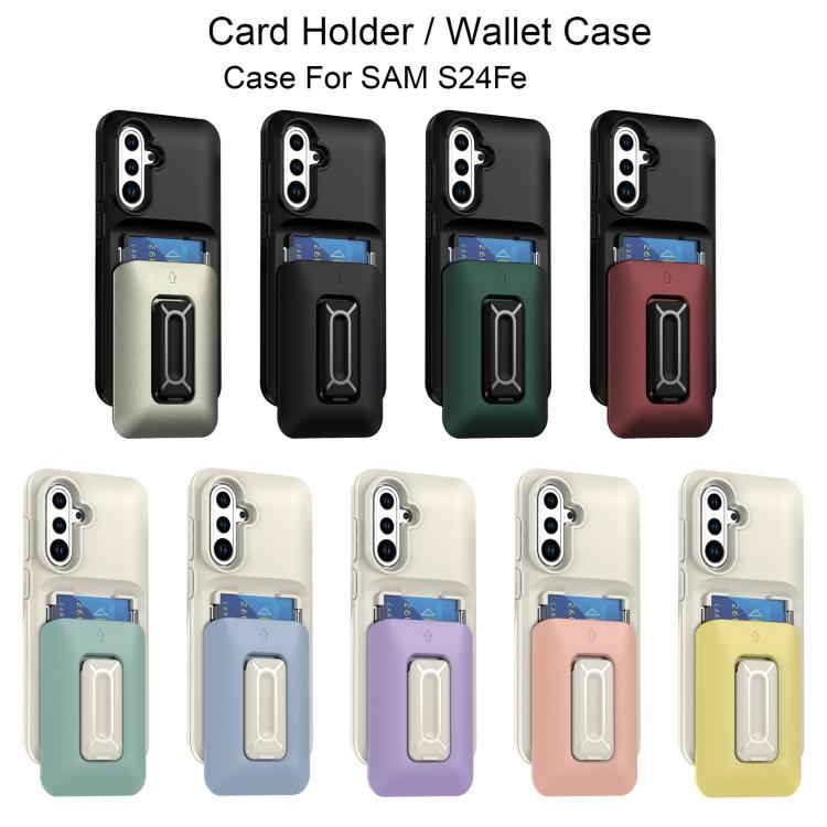 For Samsung Galaxy S24 FE 5G Sliding Card Holder Integrated Phone Case with Kickstand