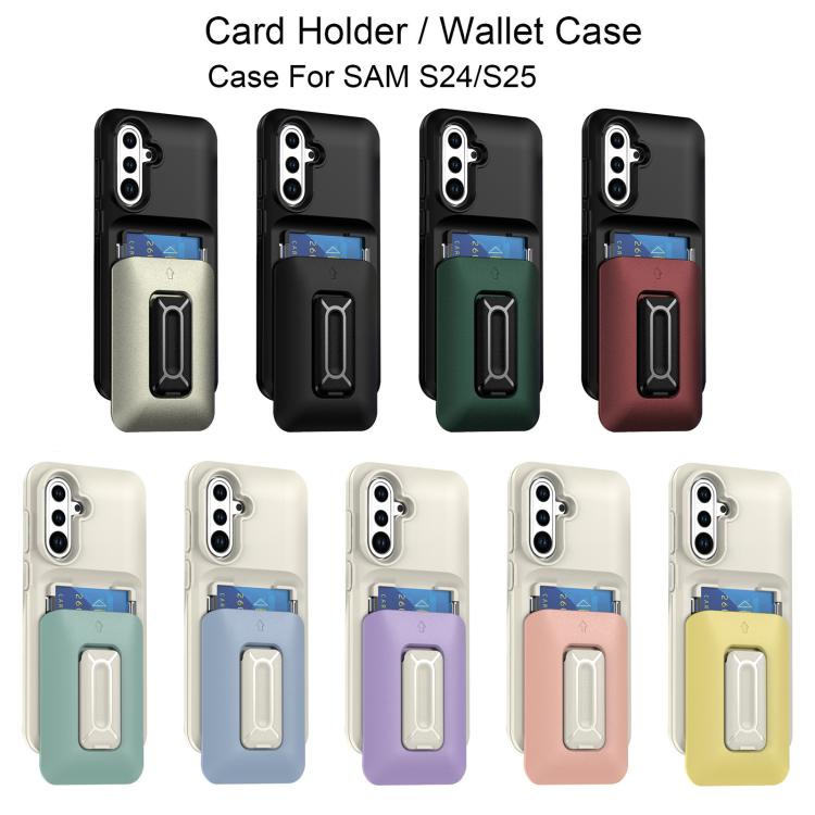 For Samsung Galaxy S25 / S24 5G Sliding Card Holder Integrated Phone Case with Kickstand