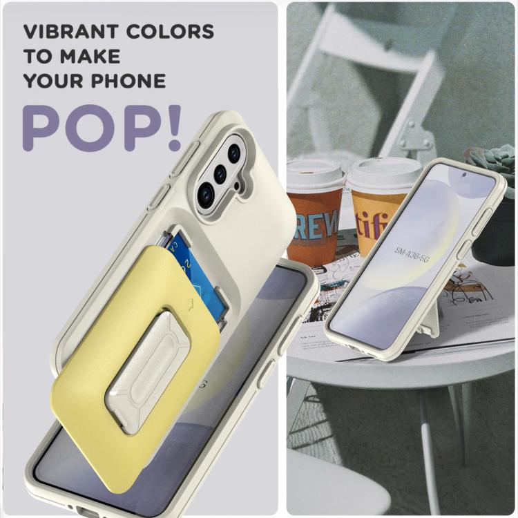 For Samsung Galaxy A55 5G Sliding Card Holder Integrated Phone Case with Kickstand