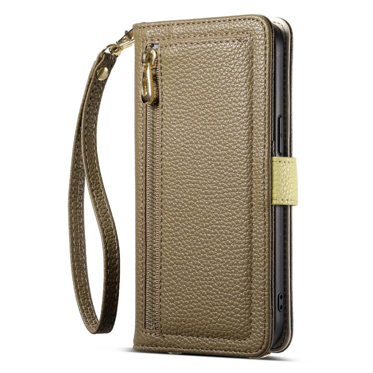 For Samsung Galaxy S25 FE 5G ESEBLE E11 Colorful Litchi Pattern Zipper Wallet Leather Phone Case