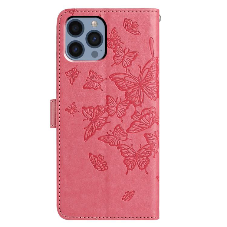 For iPhone 12 / 12 Pro Butterfly Flutter Pattern Embossed Leather Phone Case
