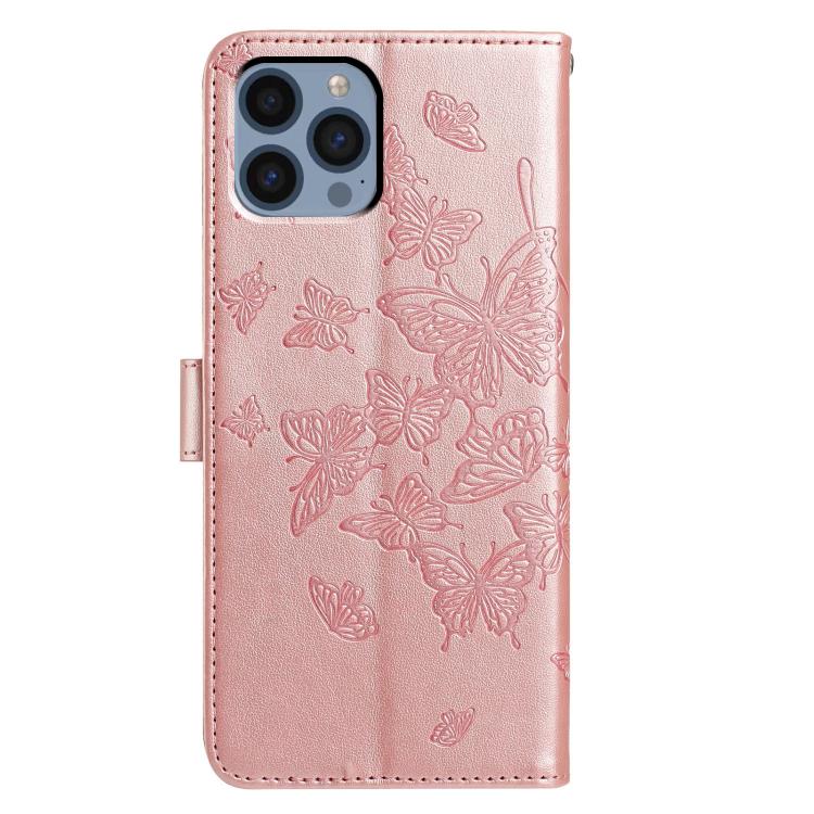 For iPhone 12 Pro Max Butterfly Flutter Pattern Embossed Leather Phone Case