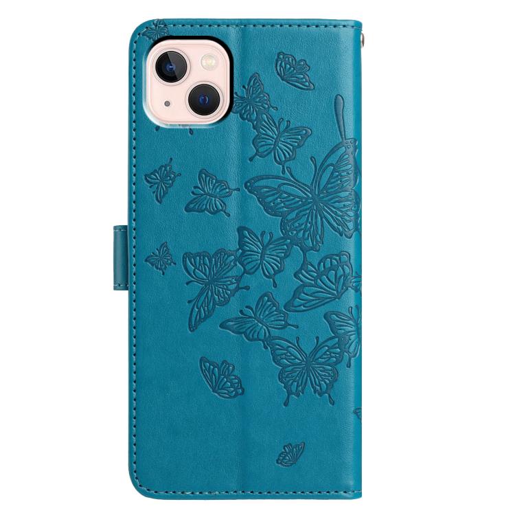For iPhone 13 Butterfly Flutter Pattern Embossed Leather Phone Case