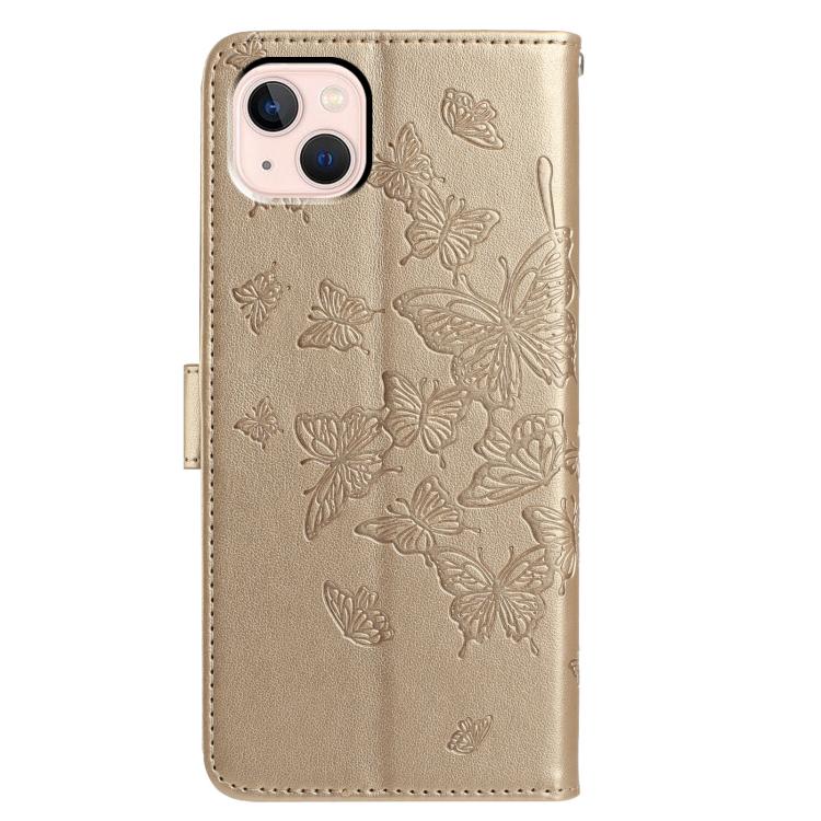 For iPhone 13 mini Butterfly Flutter Pattern Embossed Leather Phone Case