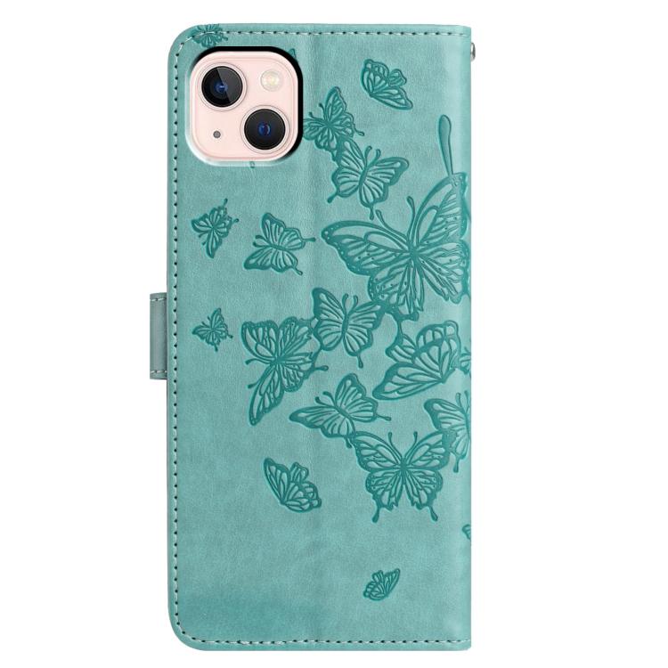 For iPhone 13 mini Butterfly Flutter Pattern Embossed Leather Phone Case