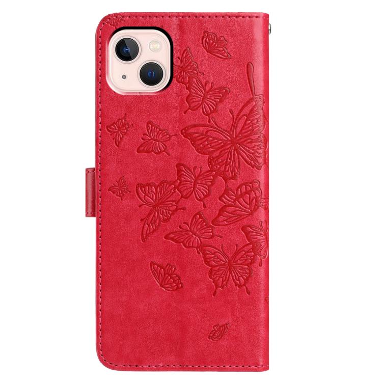 For iPhone 13 mini Butterfly Flutter Pattern Embossed Leather Phone Case