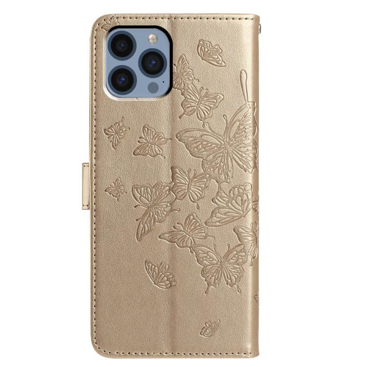 For iPhone 13 Pro Butterfly Flutter Pattern Embossed Leather Phone Case