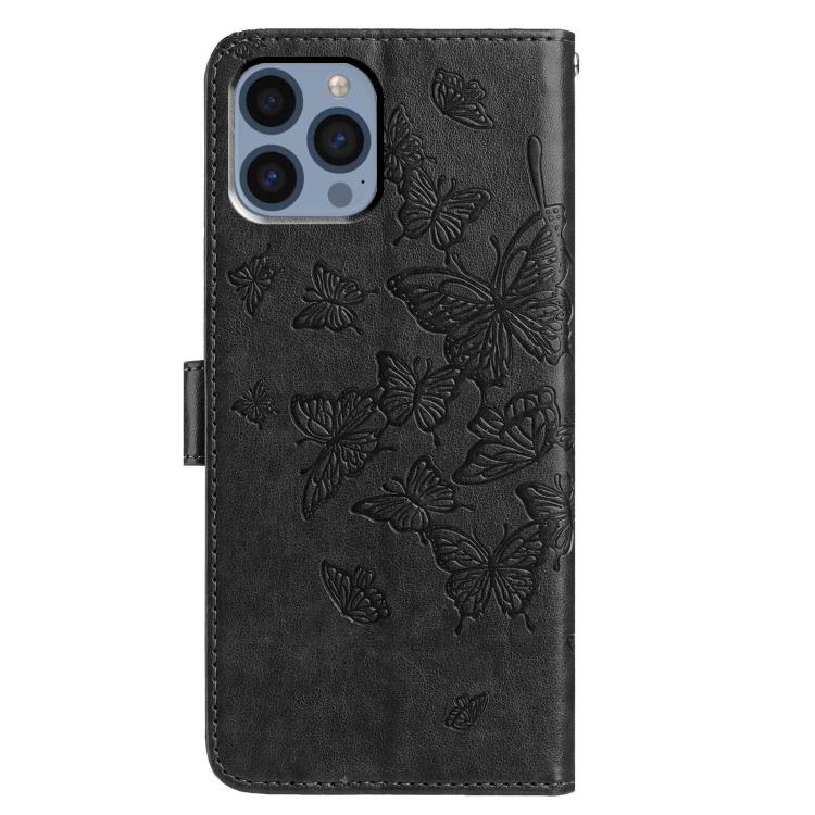 For iPhone 13 Pro Butterfly Flutter Pattern Embossed Leather Phone Case