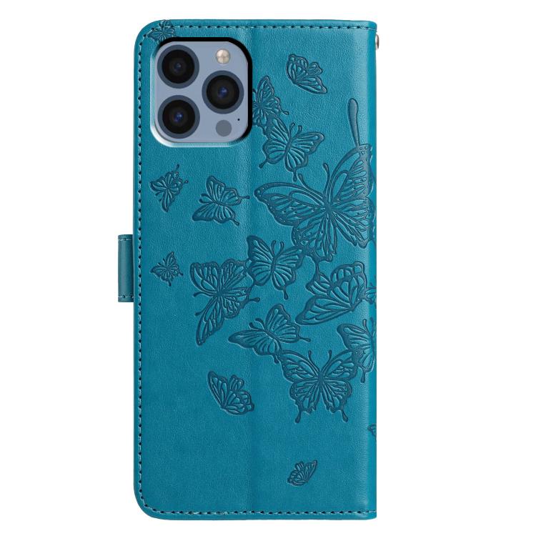 For iPhone 13 Pro Max Butterfly Flutter Pattern Embossed Leather Phone Case