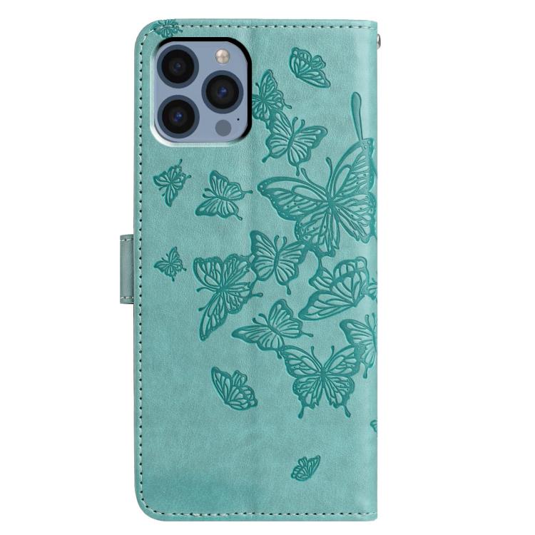 For iPhone 13 Pro Max Butterfly Flutter Pattern Embossed Leather Phone Case