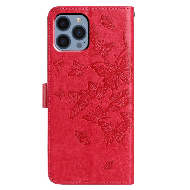 For iPhone 13 Pro Max Butterfly Flutter Pattern Embossed Leather Phone Case