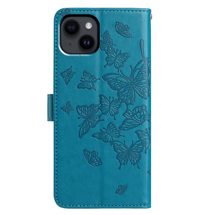 For iPhone 14 Butterfly Flutter Pattern Embossed Leather Phone Case