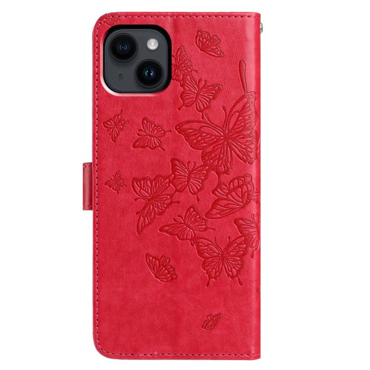 For iPhone 14 Butterfly Flutter Pattern Embossed Leather Phone Case