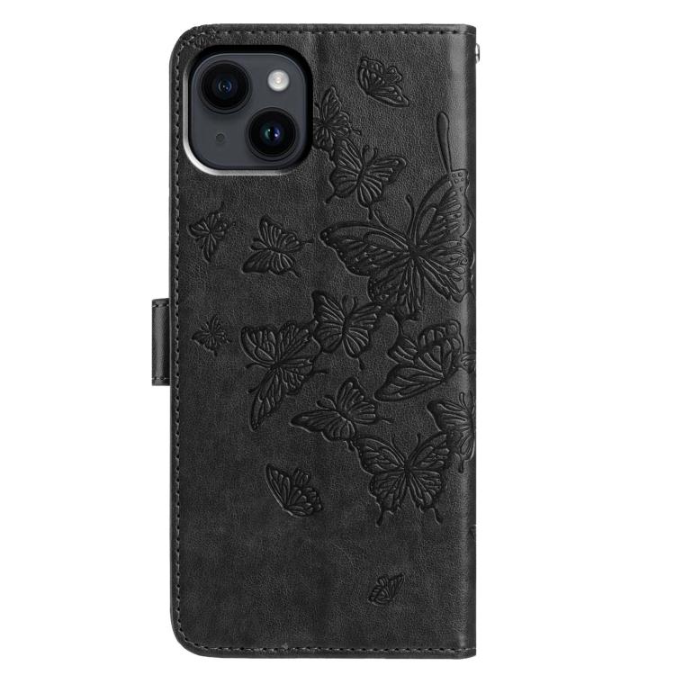 For iPhone 14 Butterfly Flutter Pattern Embossed Leather Phone Case