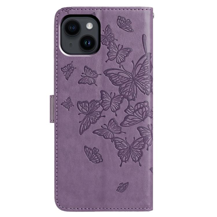 For iPhone 14 Butterfly Flutter Pattern Embossed Leather Phone Case