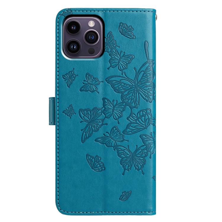For iPhone 14 Pro Butterfly Flutter Pattern Embossed Leather Phone Case