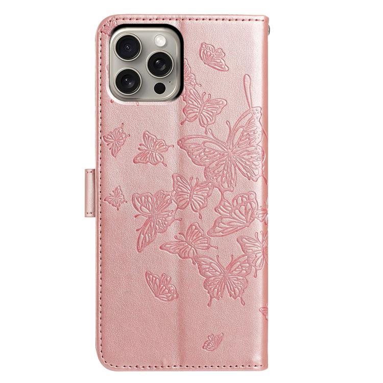 For iPhone 15 Pro Butterfly Flutter Pattern Embossed Leather Phone Case