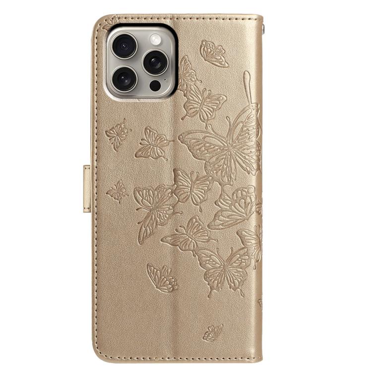 For iPhone 15 Pro Butterfly Flutter Pattern Embossed Leather Phone Case