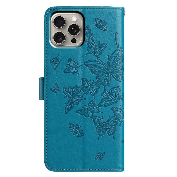 For iPhone 15 Pro Butterfly Flutter Pattern Embossed Leather Phone Case