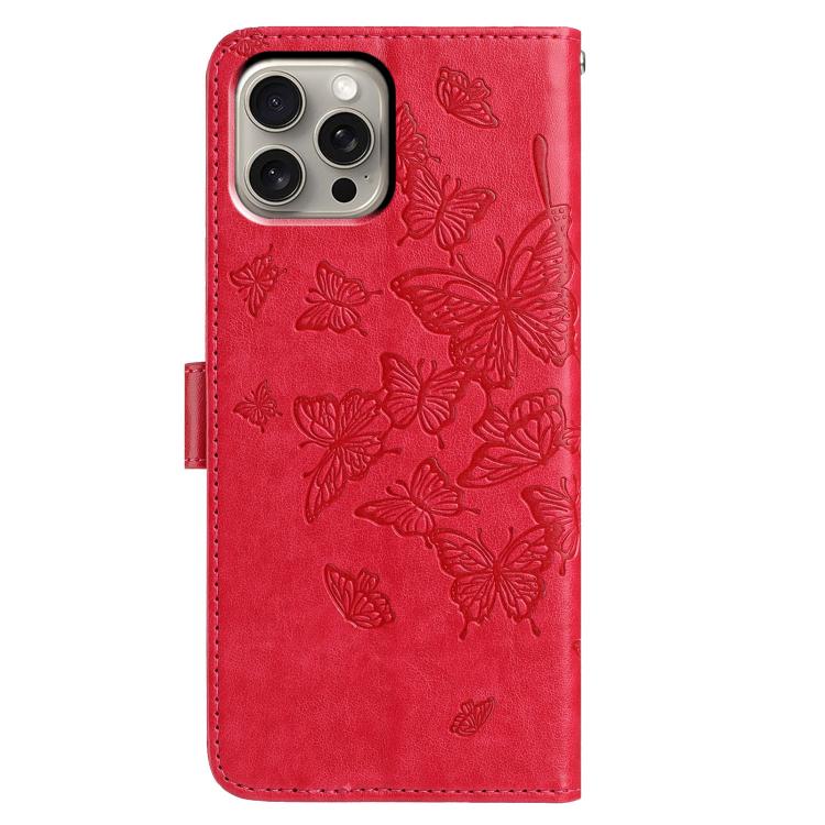 For iPhone 15 Pro Butterfly Flutter Pattern Embossed Leather Phone Case