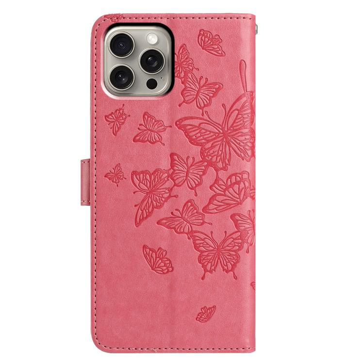 For iPhone 15 Pro Butterfly Flutter Pattern Embossed Leather Phone Case