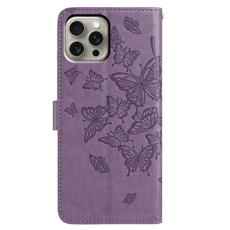 For iPhone 15 Pro Butterfly Flutter Pattern Embossed Leather Phone Case