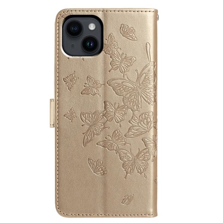 For iPhone 14 Plus Butterfly Flutter Pattern Embossed Leather Phone Case