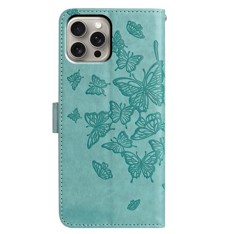 For iPhone 15 Pro Max Butterfly Flutter Pattern Embossed Leather Phone Case