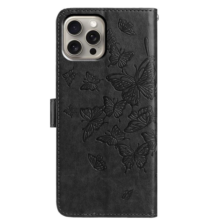 For iPhone 15 Pro Max Butterfly Flutter Pattern Embossed Leather Phone Case