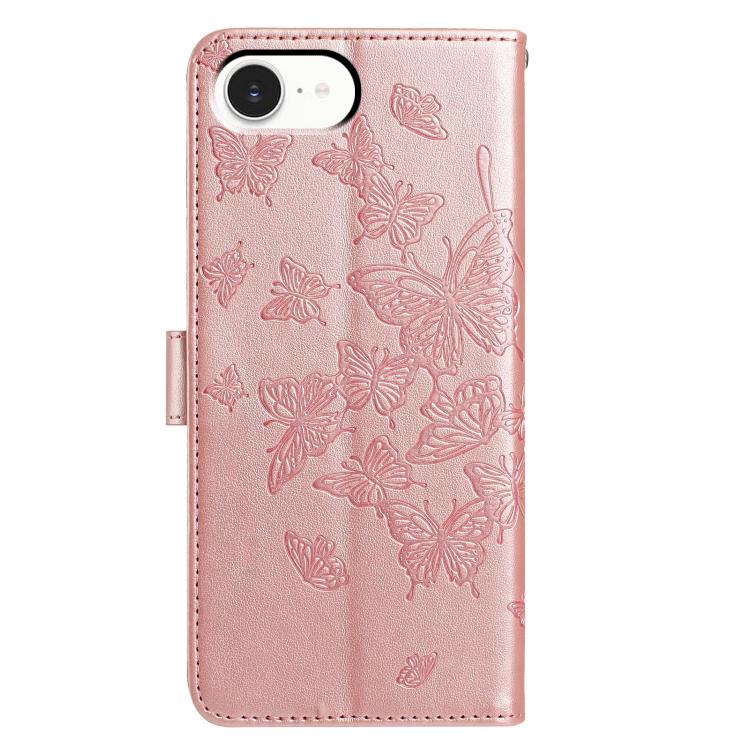 For iPhone 16e / 17e Butterfly Flutter Pattern Embossed Leather Phone Case