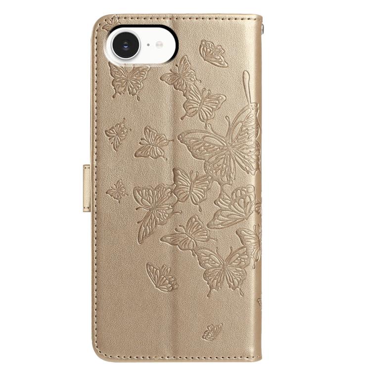 For iPhone 16e / 17e Butterfly Flutter Pattern Embossed Leather Phone Case