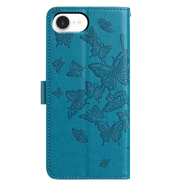 For iPhone 16e / 17e Butterfly Flutter Pattern Embossed Leather Phone Case