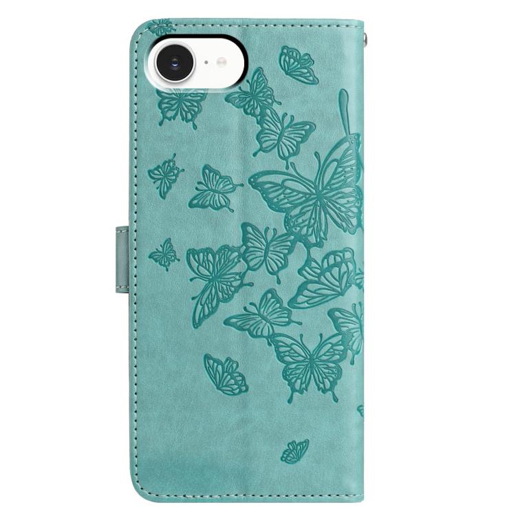 For iPhone 16e / 17e Butterfly Flutter Pattern Embossed Leather Phone Case