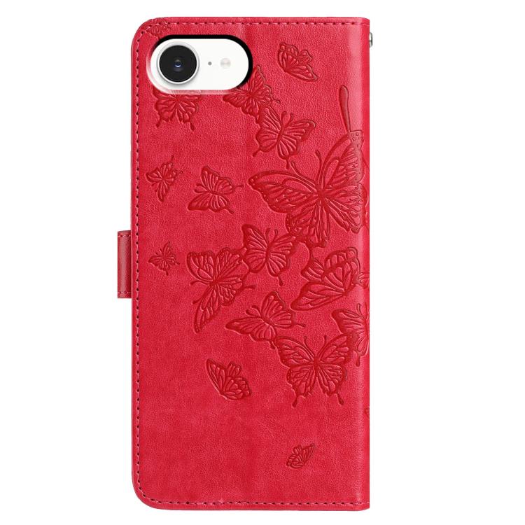 For iPhone 16e / 17e Butterfly Flutter Pattern Embossed Leather Phone Case