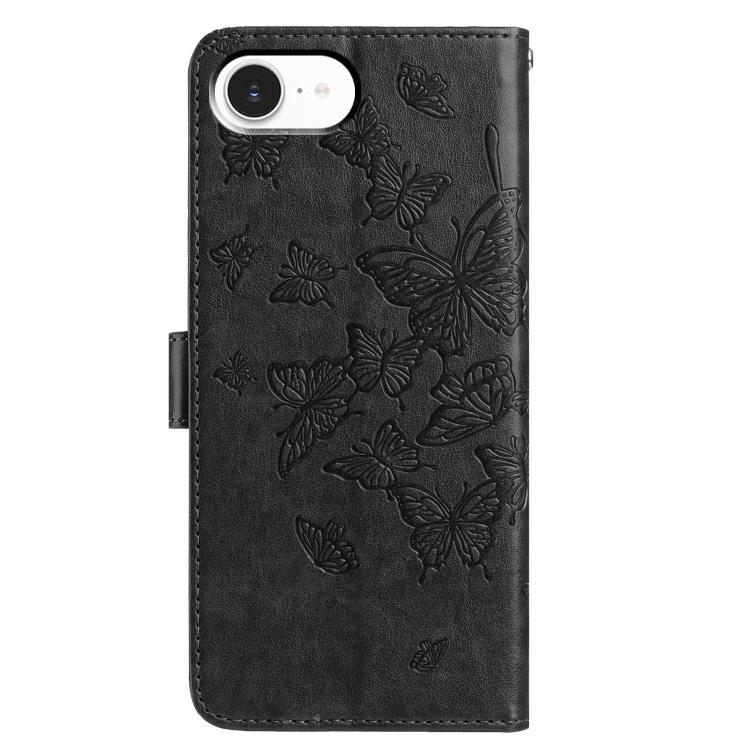 For iPhone 16e / 17e Butterfly Flutter Pattern Embossed Leather Phone Case