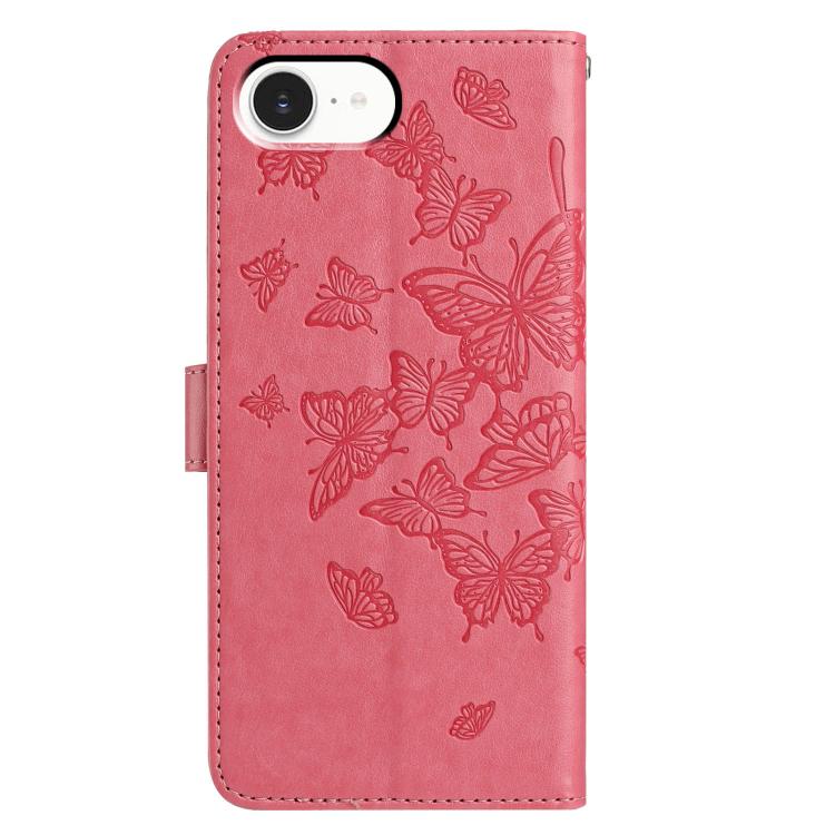 For iPhone 16e / 17e Butterfly Flutter Pattern Embossed Leather Phone Case