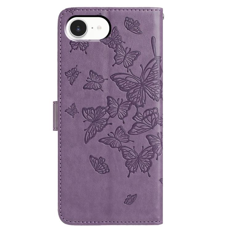 For iPhone 16e / 17e Butterfly Flutter Pattern Embossed Leather Phone Case