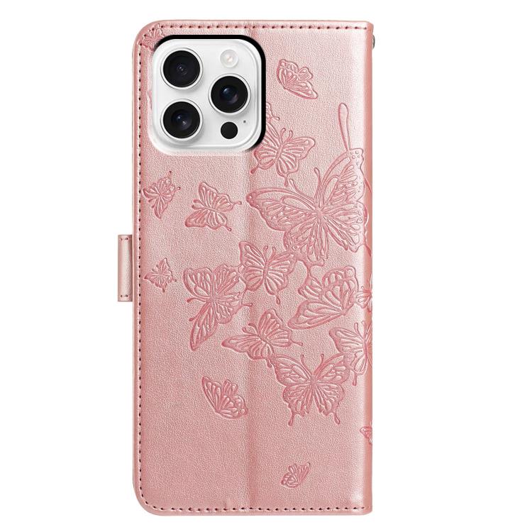For iPhone 16 Pro Butterfly Flutter Pattern Embossed Leather Phone Case