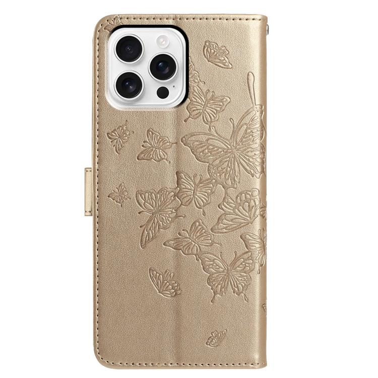 For iPhone 16 Pro Butterfly Flutter Pattern Embossed Leather Phone Case