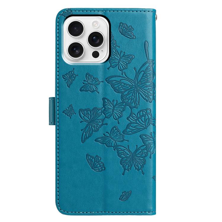 For iPhone 16 Pro Butterfly Flutter Pattern Embossed Leather Phone Case