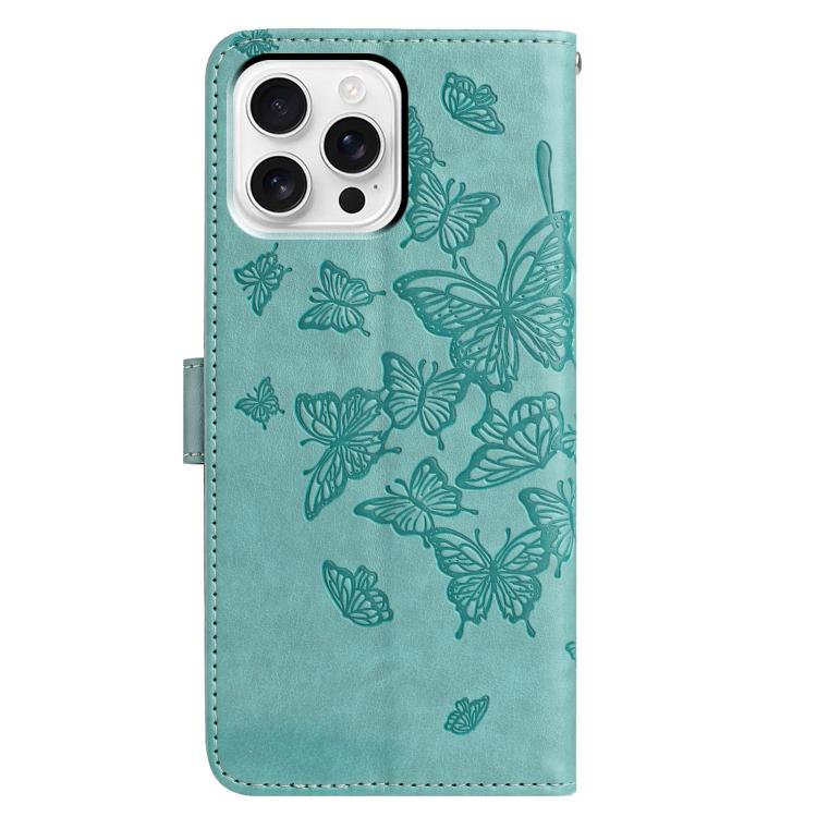 For iPhone 16 Pro Butterfly Flutter Pattern Embossed Leather Phone Case