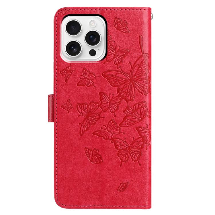 For iPhone 16 Pro Butterfly Flutter Pattern Embossed Leather Phone Case