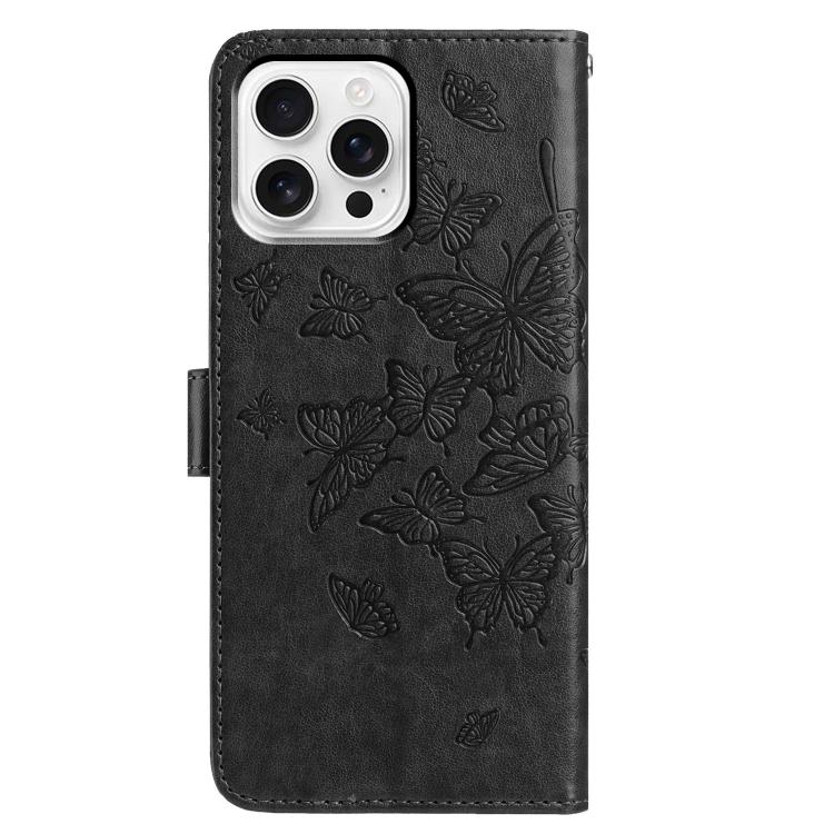 For iPhone 16 Pro Butterfly Flutter Pattern Embossed Leather Phone Case