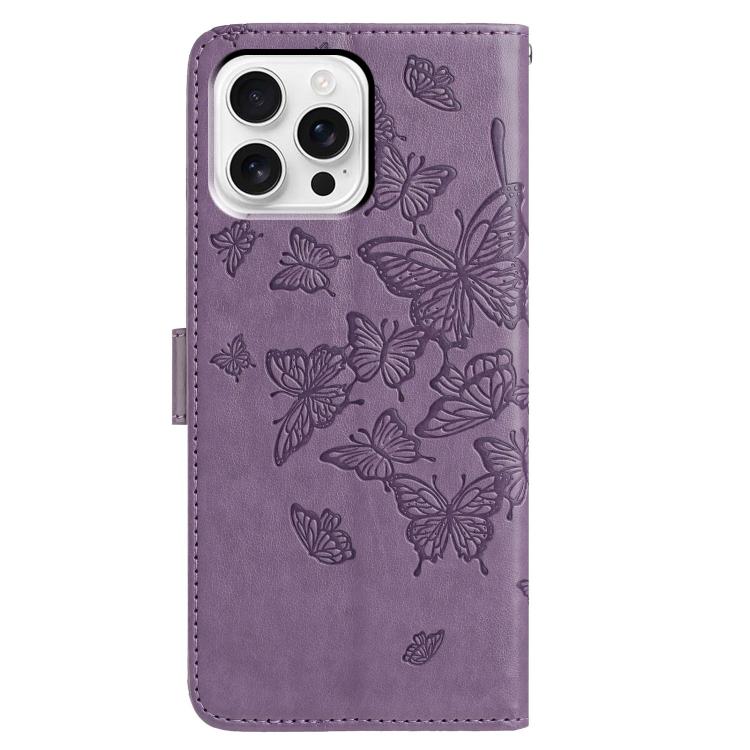 For iPhone 16 Pro Butterfly Flutter Pattern Embossed Leather Phone Case