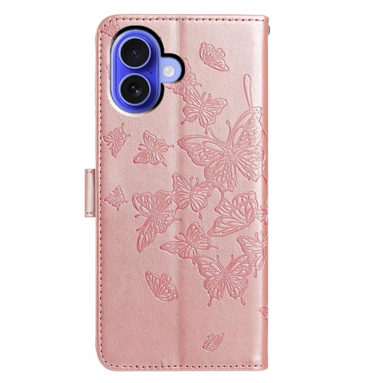 For iPhone 16 Butterfly Flutter Pattern Embossed Leather Phone Case