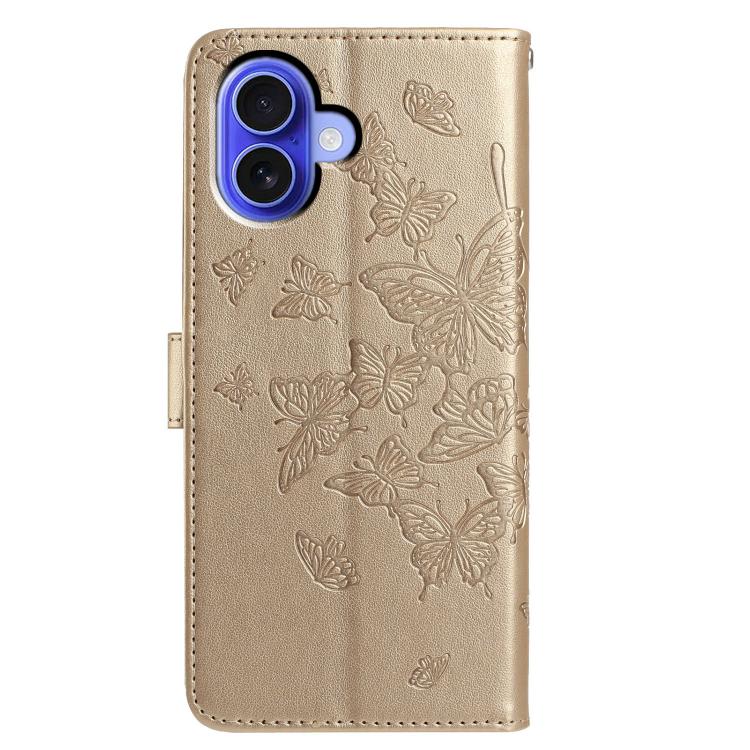 For iPhone 16 Butterfly Flutter Pattern Embossed Leather Phone Case