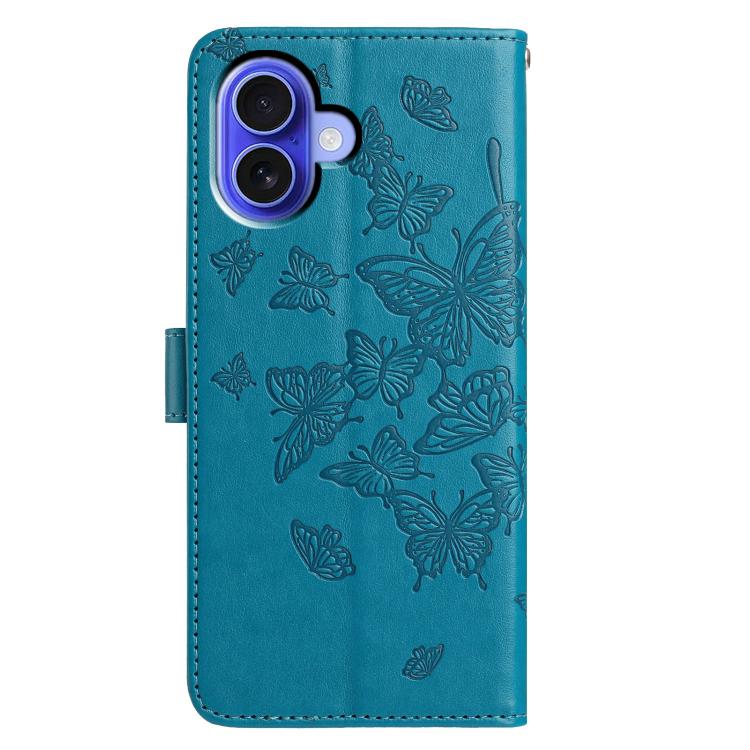 For iPhone 16 Butterfly Flutter Pattern Embossed Leather Phone Case