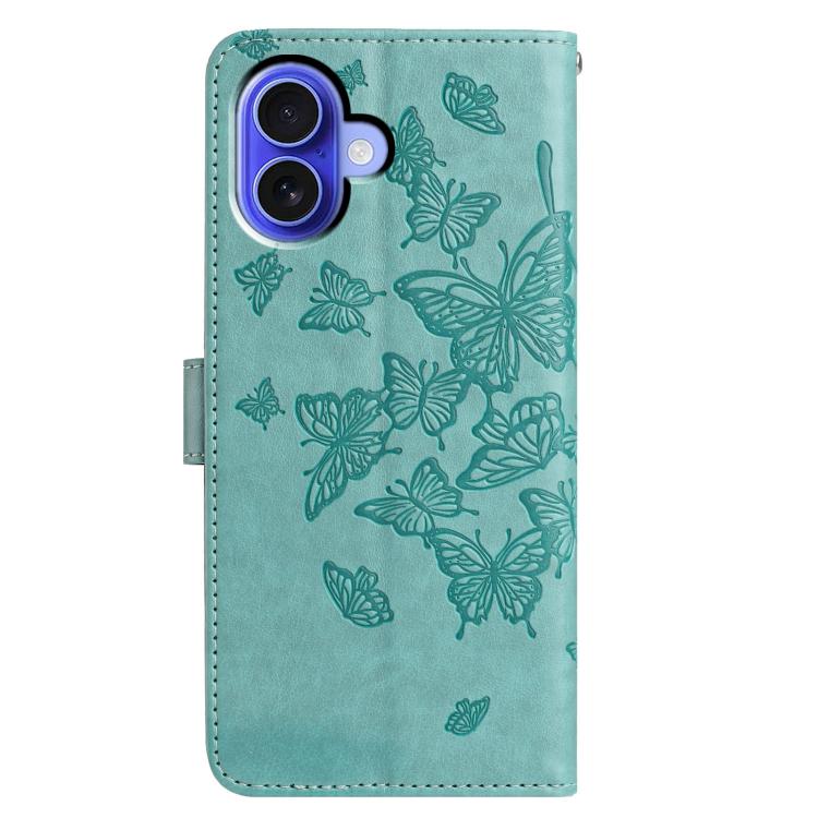 For iPhone 16 Butterfly Flutter Pattern Embossed Leather Phone Case